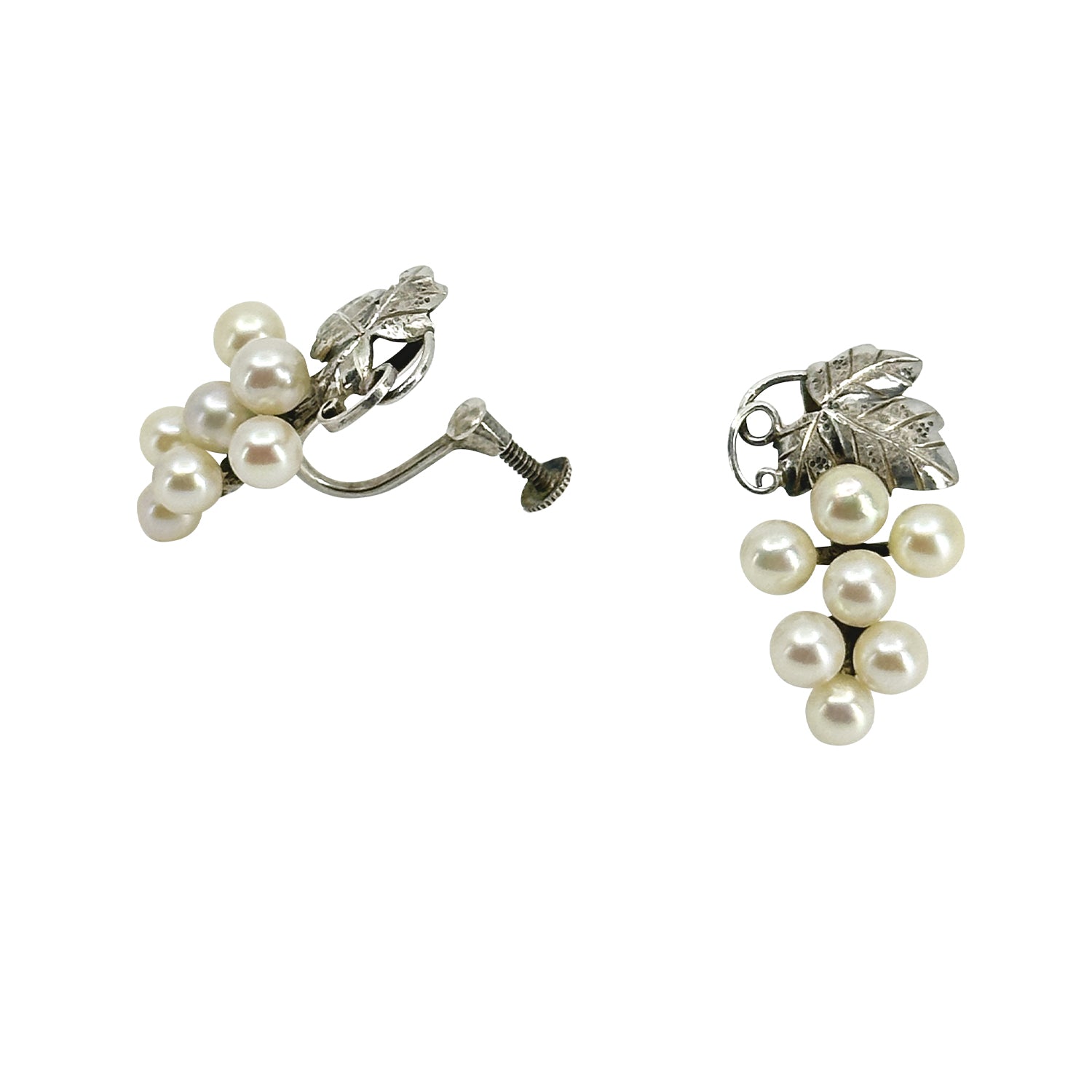 Long Cluster Grape Akoya Saltwater Cultured Pearl Screwback Vintage Earrings- Sterling Silver (Copy)