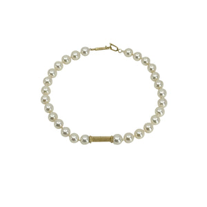 Petite Mid-Century Vintage Japanese Saltwater Akoya Cultured Pearl Bracelet- 14K Yellow Gold