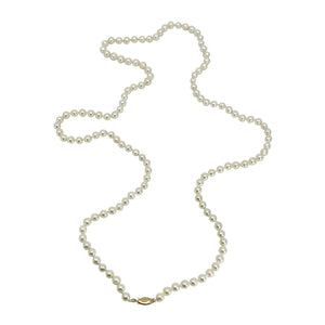Vintage Opera Japanese Saltwater Cultured Akoya Pearl Vintage MCM Necklace Strand - 14K Yellow Gold 31.75 Inch