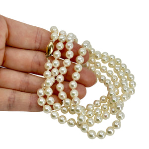 Vintage Opera Japanese Saltwater Cultured Akoya Pearl Vintage MCM Necklace Strand - 14K Yellow Gold 31.75 Inch