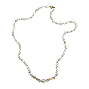 Petite Graduated Japanese Saltwater Akoya Cultured Pearl Mid Century Necklace - 14K Yellow Gold 18.50 Inch
