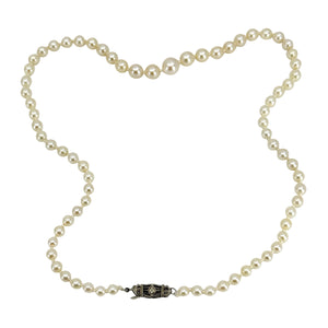 MCM Graduated Japanese Saltwater Akoya Cultured Pearl Necklace - 14K White Gold 17 Inch