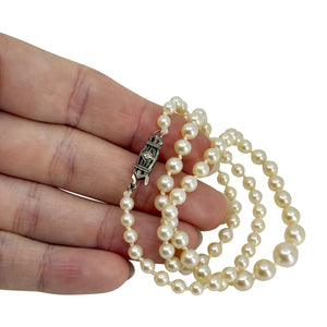 MCM Graduated Japanese Saltwater Akoya Cultured Pearl Necklace - 14K White Gold 17 Inch