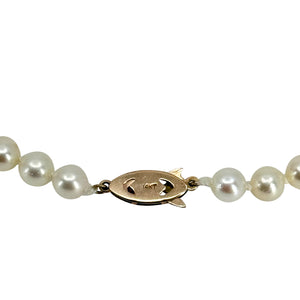 Vintage 6.50mm Japanese Saltwater Akoya Cultured Pearl Choker Necklace - 14K Rose Gold 16.50 Inch