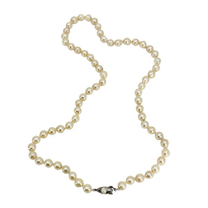 Large Baroque 8mm Japanese Saltwater Akoya Cultured Pearl Necklace - Sterling Silver 16.50 Inch