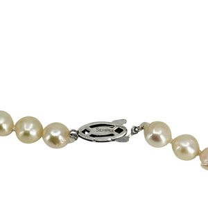Large Baroque 8mm Japanese Saltwater Akoya Cultured Pearl Necklace - Sterling Silver 16.50 Inch