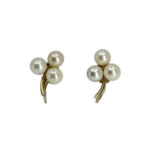 Triple Vintage Krementz Designer Mid-Century Akoya Saltwater Cultured Pearl Screwback Earrings - Gold Filled