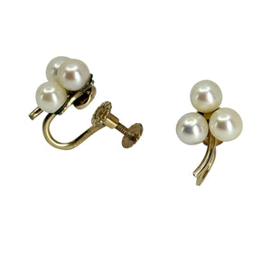 Triple Vintage Krementz Designer Mid-Century Akoya Saltwater Cultured Pearl Screwback Earrings - Gold Filled