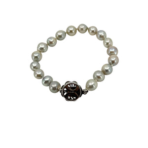 Baroque Blue Japanese Saltwater Akoya Cultured Pearl Vintage Bracelet- Sterling Silver