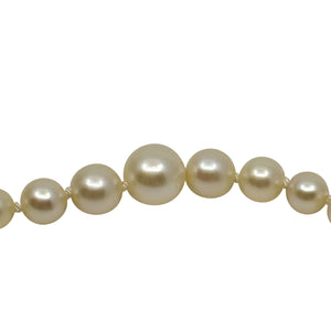 Quality Graduated Mid-Century Japanese Saltwater Akoya Cultured Pearl Vintage Necklace - 14K Yellow Gold 20.50 Inch