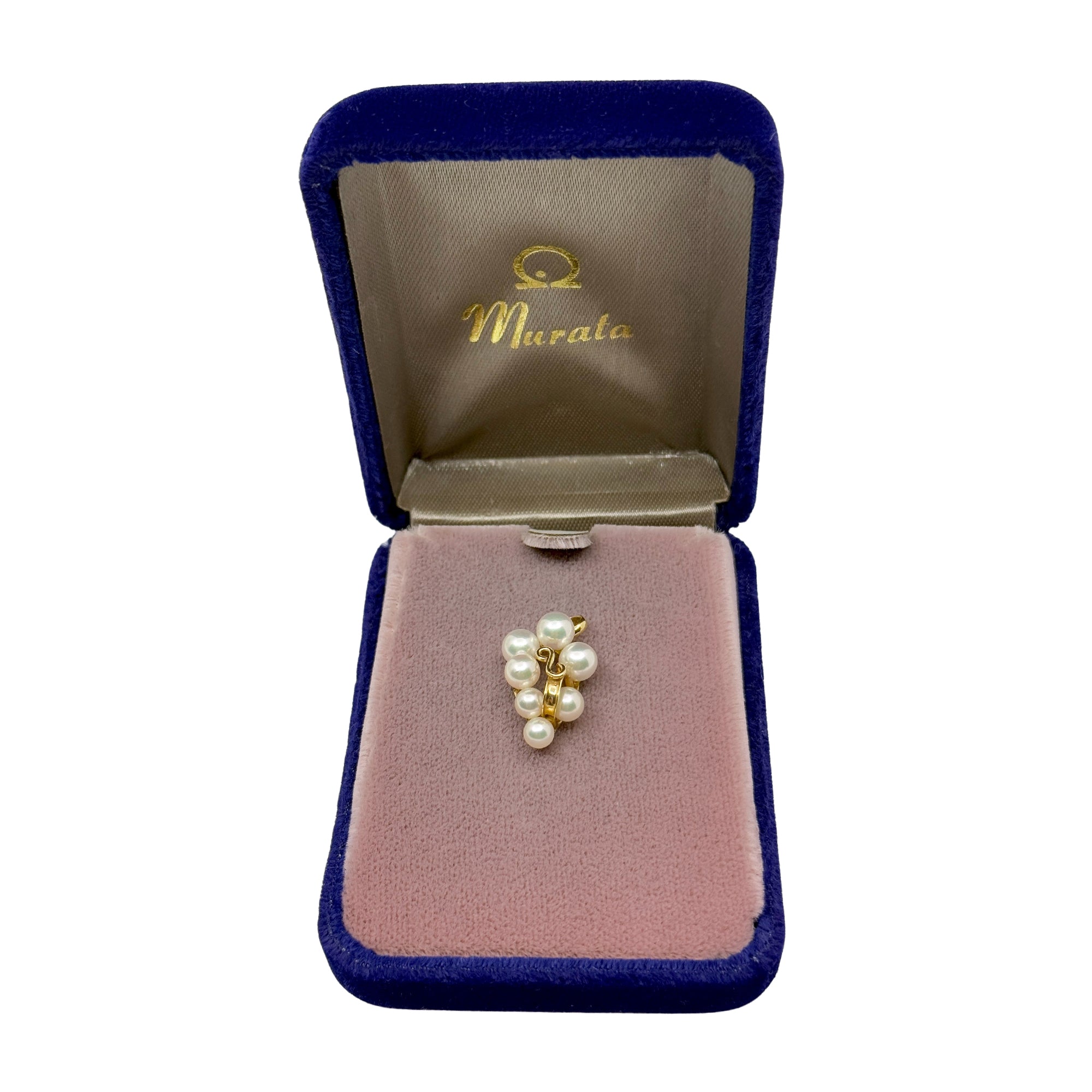 Murata Vintage Designer Japanese Saltwater Akoya Pearl Cluster Pendant- 18K Yellow Gold