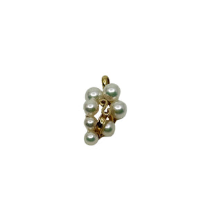 Murata Vintage Designer Japanese Saltwater Akoya Pearl Cluster Pendant- 18K Yellow Gold