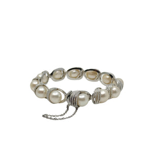 9mm Braided MCM Japanese Saltwater Akoya Cultured Pearl Link Bracelet- Sterling Silver