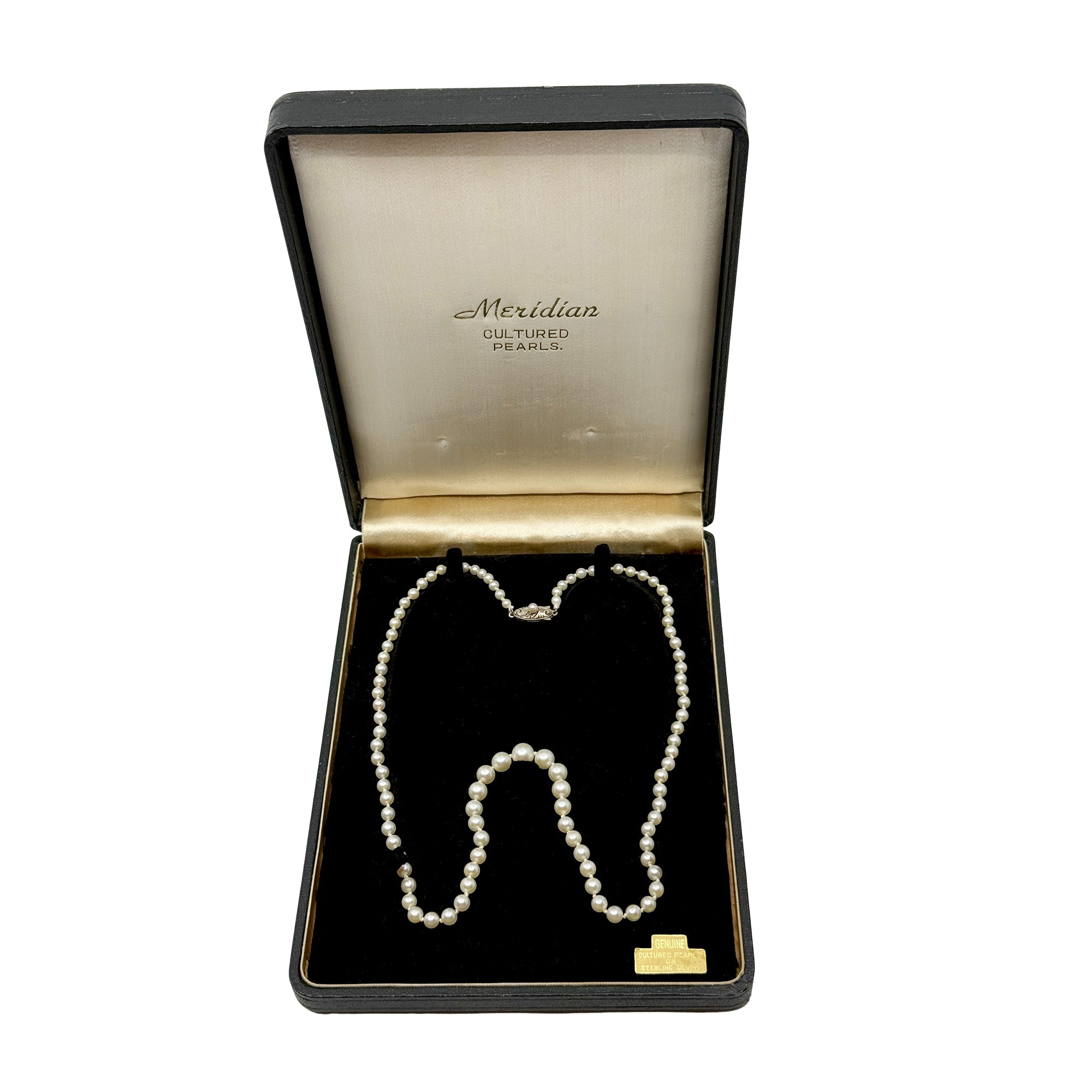 Meridian Vintage Designer Japanese Saltwater Akoya Cultured Pearl Necklace - Sterling Silver 21.50 Inch