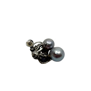 Baroque Blue Japanese Saltwater Akoya Cultured Pearl Grape Screwback Earrings- Sterling Silver