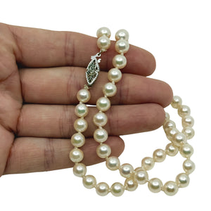 Vintage Filigree Japanese Saltwater Akoya Cultured Pearl Vintage Necklace - 14K White Gold 18.50 Inch