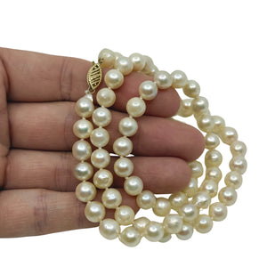 Vintage Baroque Japanese Saltwater Akoya Cultured Pearl Necklace - 14K Yellow Gold 22 Inch