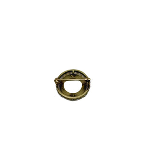 Petite Seed Pearl Vintage Engraved Circle Pin Brooch- 14K Yellow Gold