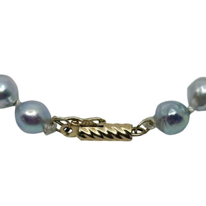 Baroque Blue Mid-Century Japanese Saltwater Akoya Cultured Pearl Necklace - 14K Yellow Gold 17.75 Inch