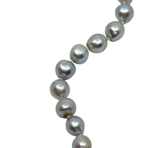 Baroque Blue Mid-Century Japanese Saltwater Akoya Cultured Pearl Necklace - 14K Yellow Gold 17.75 Inch