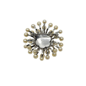 Atomic MCM Burst Japanese Saltwater Akoya Cultured Pearl Vintage Brooch- Sterling Silver