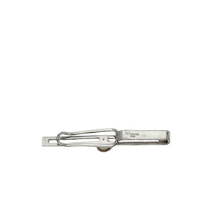 Engraved Mid Century Men's Japanese Saltwater Akoya Cultured Pearl Vintage Tie Bar- Sterling Silver