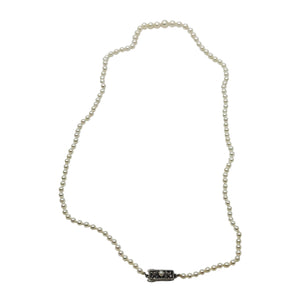 Petite Vintage Mikimoto Japanese Saltwater Akoya Cultured Pearl Graduated Necklace - Sterling Silver 22.25 Inch
