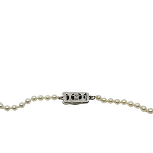 Petite Vintage Mikimoto Japanese Saltwater Akoya Cultured Pearl Graduated Necklace - Sterling Silver 22.25 Inch