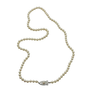 5.00-5.50mm Vintage Mikimoto Japanese Saltwater Akoya Cultured Pearl Necklace - Sterling Silver 24 Inch