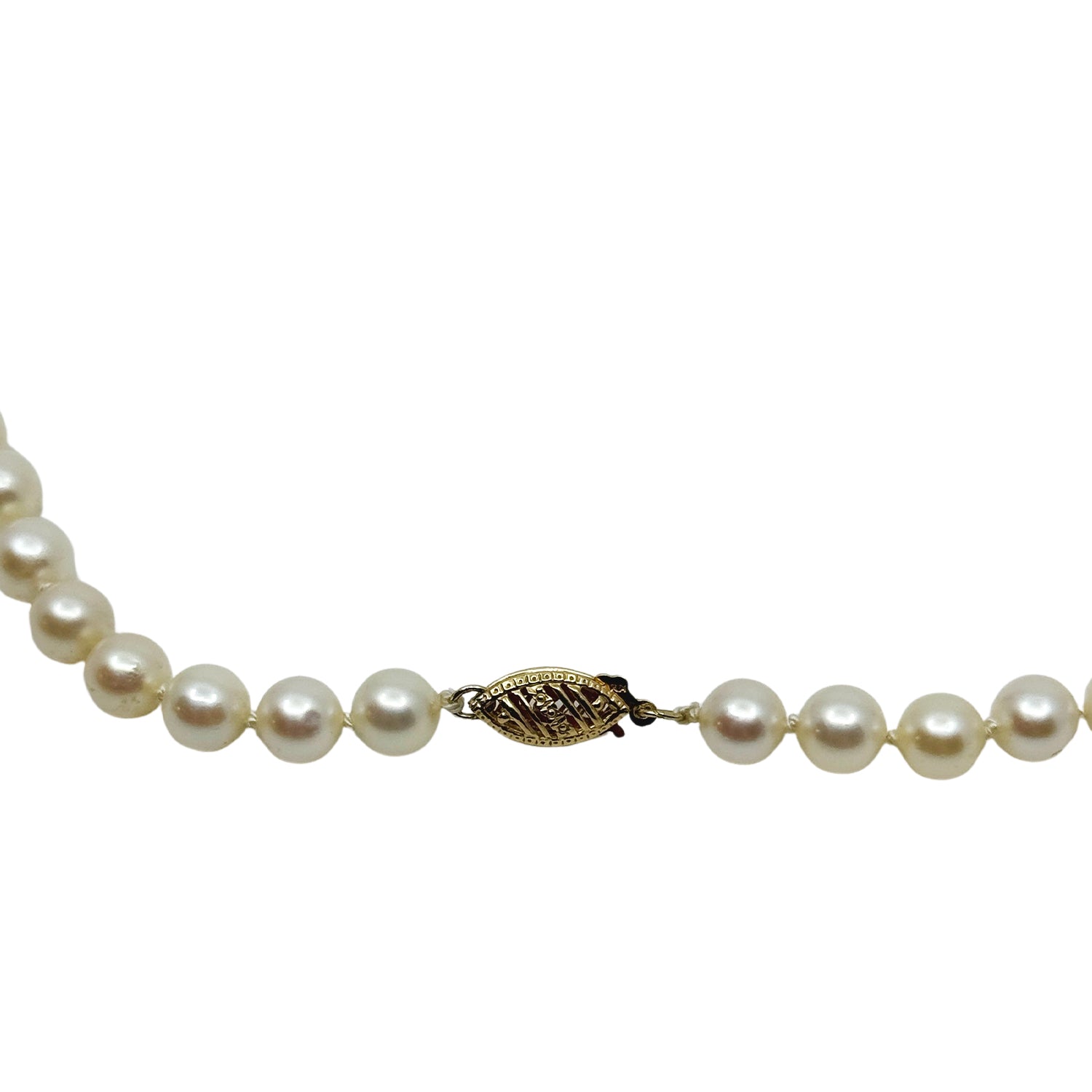 Choker Vintage Japanese Saltwater Akoya Cultured Pearl Necklace - 14K Yellow Gold 15 Inch