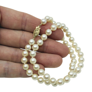 Choker Vintage Japanese Saltwater Akoya Cultured Pearl Necklace - 14K Yellow Gold 15 Inch