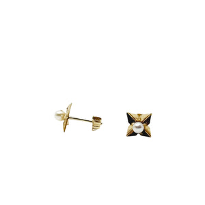 Petite Star Japanese Akoya Saltwater Cultured Pearl Stud Pierced Earrings- 14K Yellow Gold (Copy)