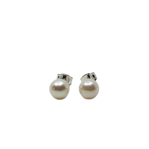 Vintage 6.50mm Japanese Akoya Saltwater Cultured Pearl Solitaire Stud Pierced Earrings-Sterling Silver (Copy)