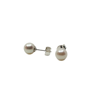 Vintage 6.50mm Japanese Akoya Saltwater Cultured Pearl Solitaire Stud Pierced Earrings-Sterling Silver (Copy)