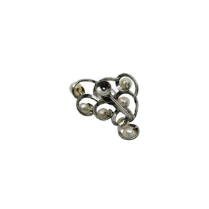 Large Engraved Swirling Waves Japanese Saltwater Akoya Cultured Pearl Screwback Earrings- Sterling Silver
