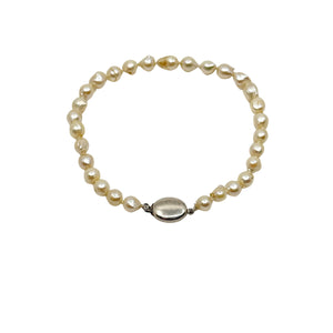 Baroque Vintage Japanese Saltwater Akoya Cultured Pearl Bracelet- Sterling Silver 8.25 Inch