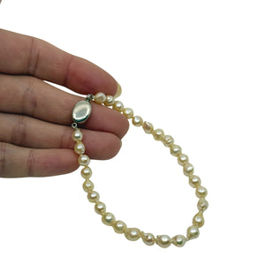 Baroque Vintage Japanese Saltwater Akoya Cultured Pearl Bracelet- Sterling Silver 8.25 Inch