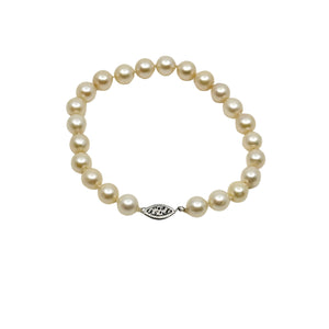 7.50mm Vintage Japanese Saltwater Akoya Cultured Pearl Bracelet- 14K White Gold
