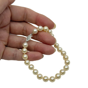 7.50mm Vintage Japanese Saltwater Akoya Cultured Pearl Bracelet- 14K White Gold