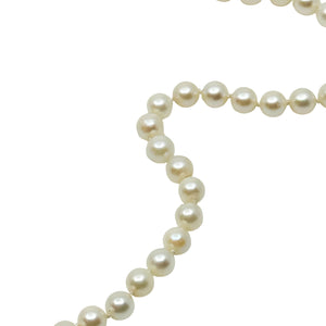 Vintage Matinee Japanese Saltwater Akoya Cultured Pearl Mid Century Necklace - 14K White Gold 24 Inch