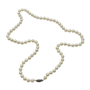 Vintage Matinee Japanese Saltwater Akoya Cultured Pearl Mid Century Necklace - 14K White Gold 24 Inch
