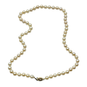 6mm Vintage Japanese Saltwater Akoya Cultured Pearl Necklace - 14K Yellow Gold 17.50 Inch