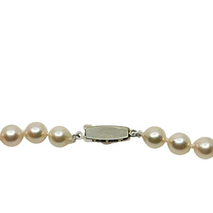 Quality Art Deco 6.50mm Japanese Saltwater Akoya Cultured Pearl Necklace - 18K Yellow Gold 24.50 Inch