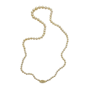 Graduated Vintage Japanese Saltwater Akoya Cultured Pearl Necklace - 14K Yellow Gold 19.50 Inch