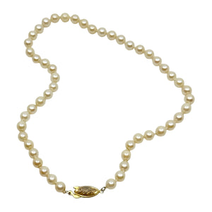 Choker Vintage Japanese Saltwater Akoya Cultured Pearl Necklace - Sterling Silver Gold Filled 15 Inch