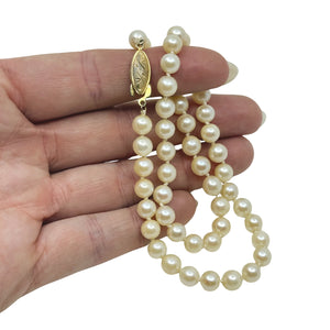 Choker Vintage Japanese Saltwater Akoya Cultured Pearl Necklace - Sterling Silver Gold Filled 15 Inch