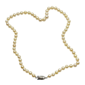 Vintage Large Graduated Japanese Saltwater Akoya Cultured Pearl Necklace - Sterling Silver 20 Inch