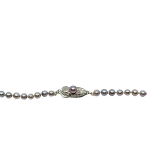 Petite 3.50mm Vintage Blue Japanese Saltwater Cultured Akoya Pearl Necklace - Sterling Silver 32 Inch