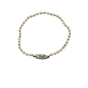 Petite 3.50mm Japanese Saltwater Akoya Cultured Seed Pearl Bracelet- Sterling Silver 7.25 Inch