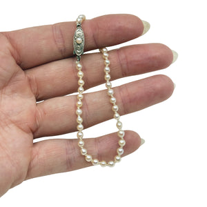 Petite 3.50mm Japanese Saltwater Akoya Cultured Seed Pearl Bracelet- Sterling Silver 7.25 Inch